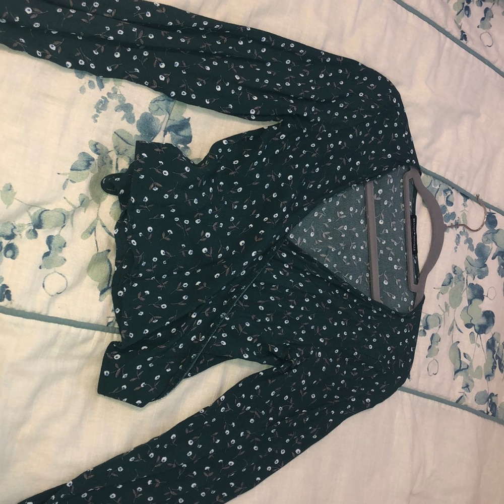 brandy floral wrap long sleeve top